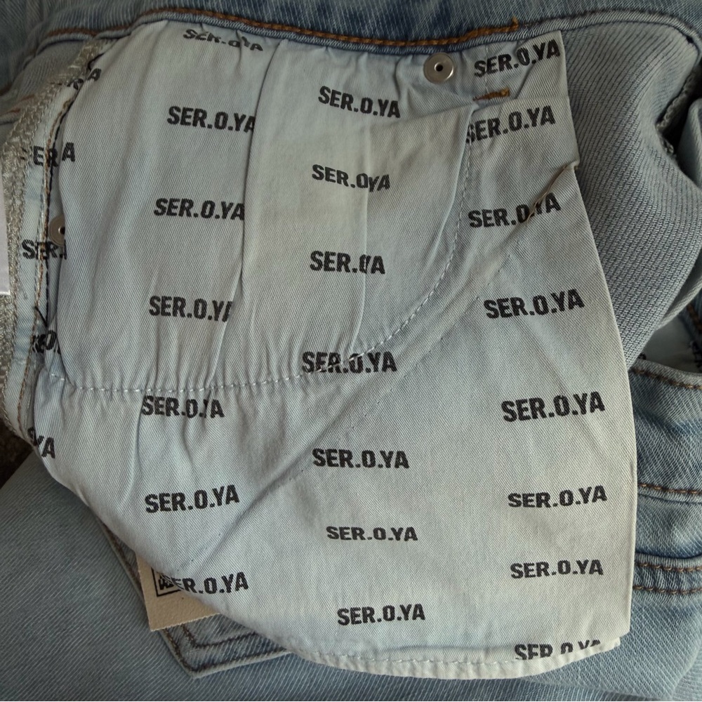 New! SER.O.YA Saint low rise baggy wide leg oversized blue jean 36032 - Picture 11 of 16